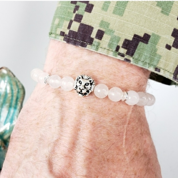 Men's Genuine Crystal Quartz Lion Bracelet - Picture 6 of 6